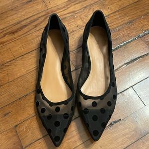 Black sheer velvet polka dot J Crew flats